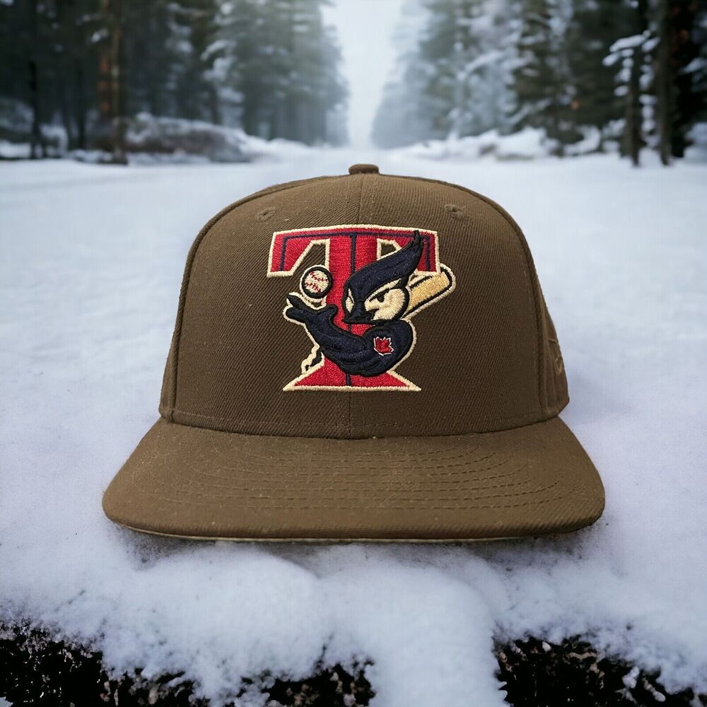 7 3/8 Toronto Blue Jays Fitted Hat Brown Red Navy Blue Musclebird STYLL Mens
